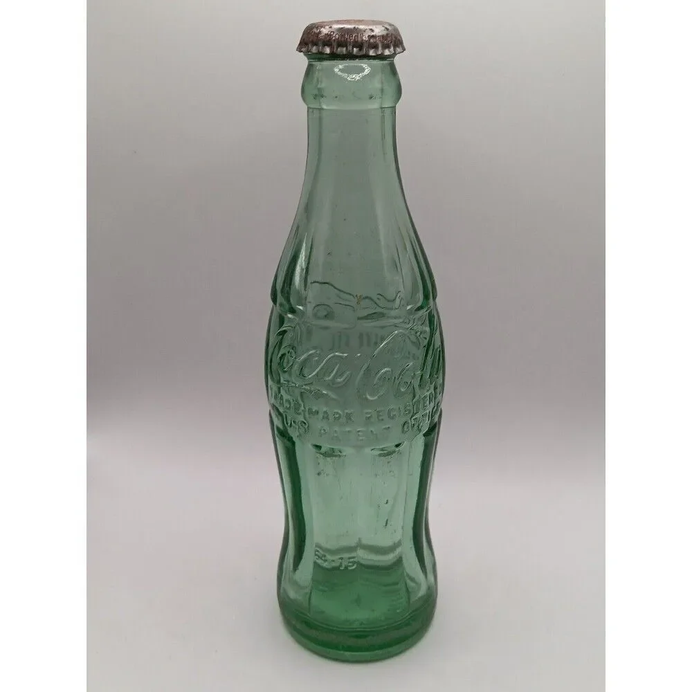 Vintage Coca Cola 6 1/2 oz. Green Glass Bottle Wilmington De W/ Cap 63-90